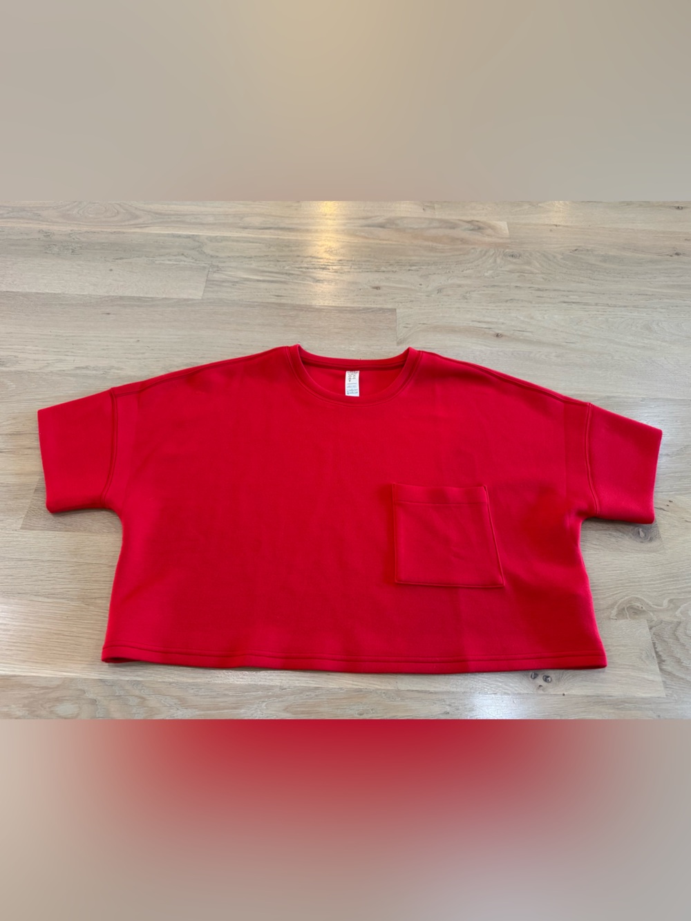 Spanx AirEssentials cropped pocket shorts sleeve top red size XL